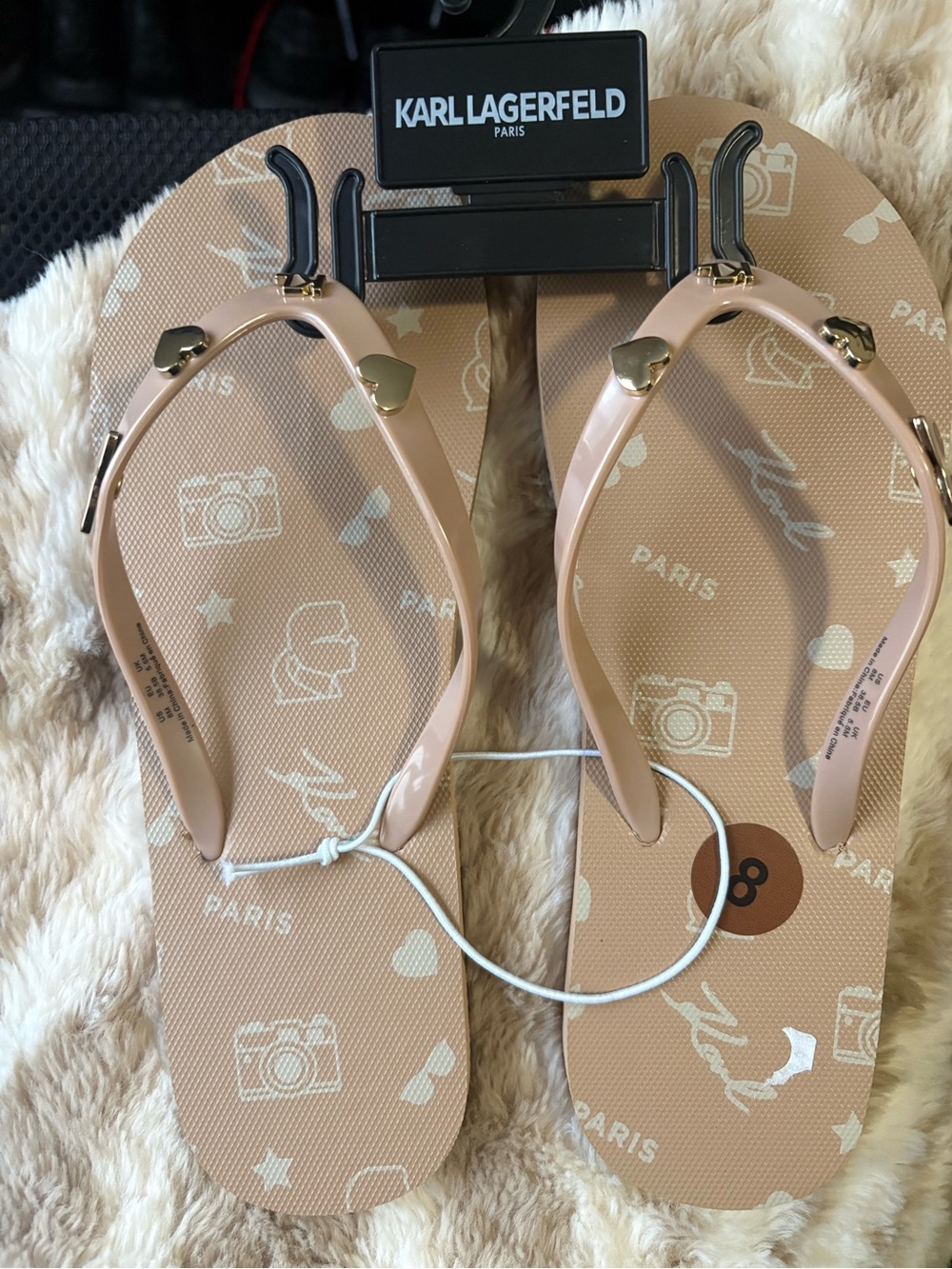 Karl Lagerfeld Nude Logo Flip Flop Sandals - Picture 7 of 7